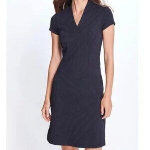 J. McLaughlin Ivana Dress Navy Blue Geo Jacquard Cap Sleeve - Small